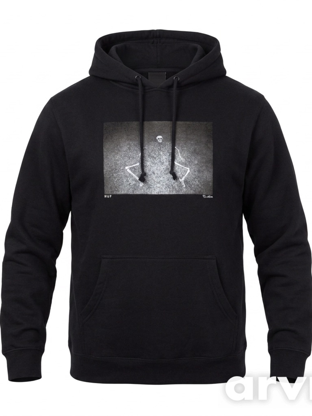 HUF Black Hooded Sweatshirt-Size Large